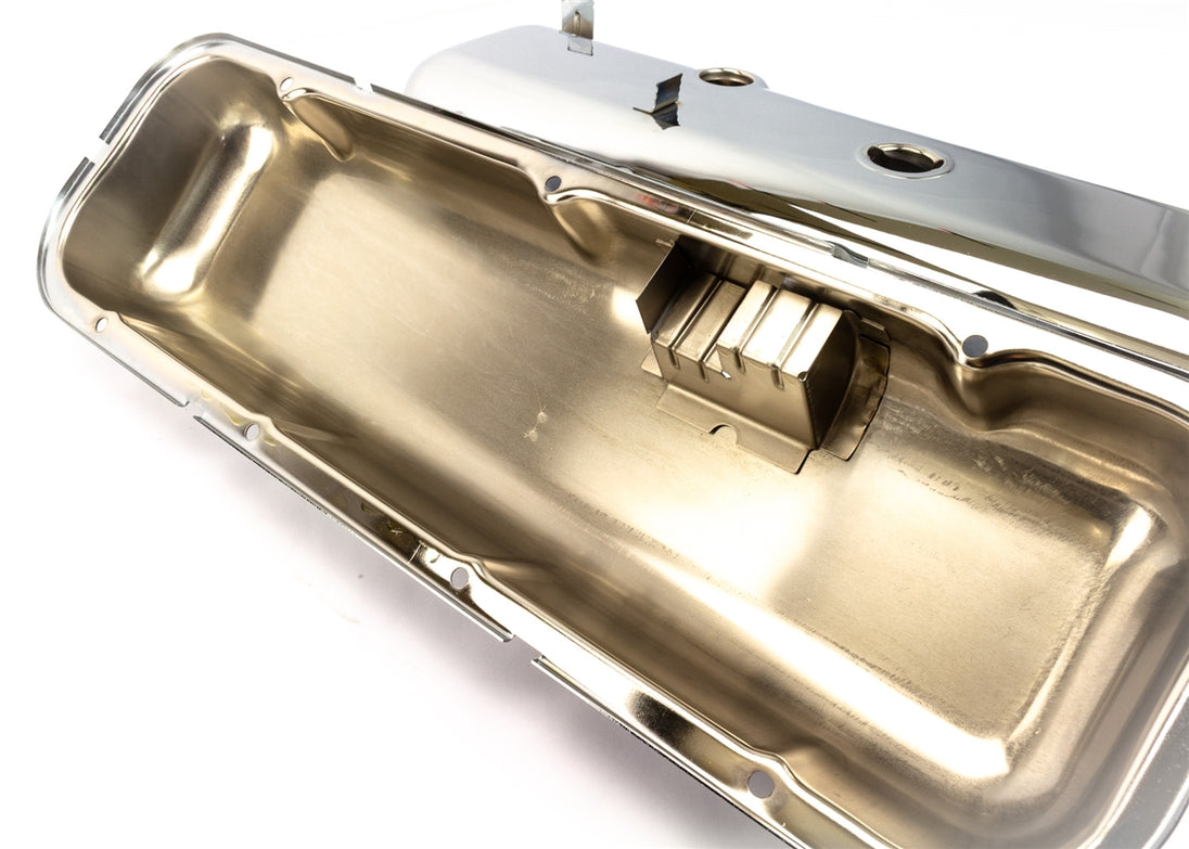 1966 - 1972 BIG BLOCK Valve Covers, CHROME Without Drippers, TALLER CHEATER VERSION, Angle 4