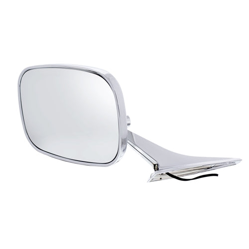 Custom Chrome RECTANGULAR Exterior Door Mirror with LED Embedded Turn Signal Indicator Lights, RH, Angle 2