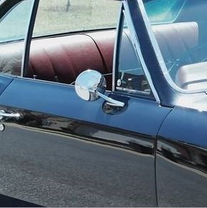 Custom Chrome ROUND Exterior Door Mirror with Bowtie and LED Embedded Turn Signal Indicator Lights, RH Convex, Angle 6