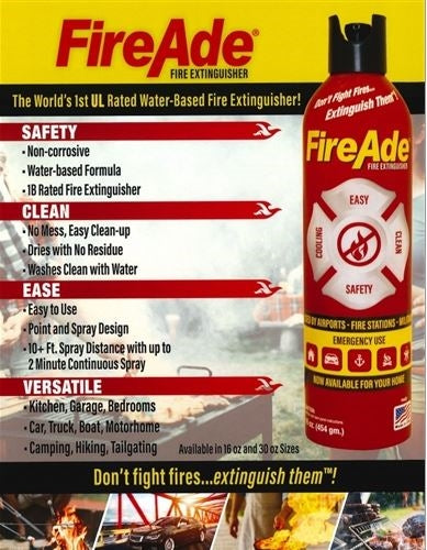 NEW FireAde 2000 Fire Extinguisher, Great for Automotive, 16 oz, Angle 5
