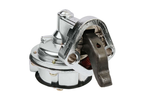 Silver Chrome Mechanical Fuel Pump, Small Block Chevy, Angle 2