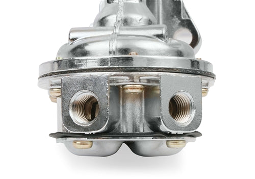 Silver Chrome Mechanical Fuel Pump, Small Block Chevy, Angle 3