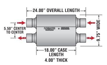 1968 - 1974 Nova Flowmaster 80 Series Crossflow Muffler, Angle 2