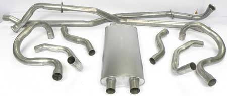 1968 - 1969 Nova Factory Style 2-1/4" Transverse Big Block Exhaust System, Without Resonators