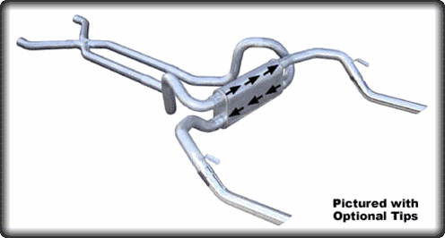 1968 - 1974 Nova 2.5 Crossflow Pypes Exhaust System w/ X-pipe & RacePro Muffler, Stainless Steel, Angle 2
