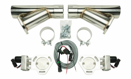 Pypes Universal Electric Exhaust Cutout Kit with 3" Stainless Steel Y-Pipes