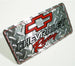 License Plate, Chevrolet Racing with Red Bow Tie Logo and Diamond Plating, Angle 2