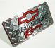 License Plate, Chevrolet Racing with Red Bow Tie Logo and Diamond Plating, Angle 2