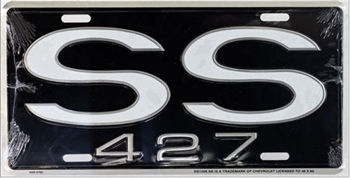 SS 427 Black and White License Plate