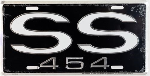 SS 454 Black and White License Plate