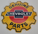 a Genuine Chevrolet Parts Large 24" ROUND Metal Tin Chevy Gear Shape Sign, Angle 2