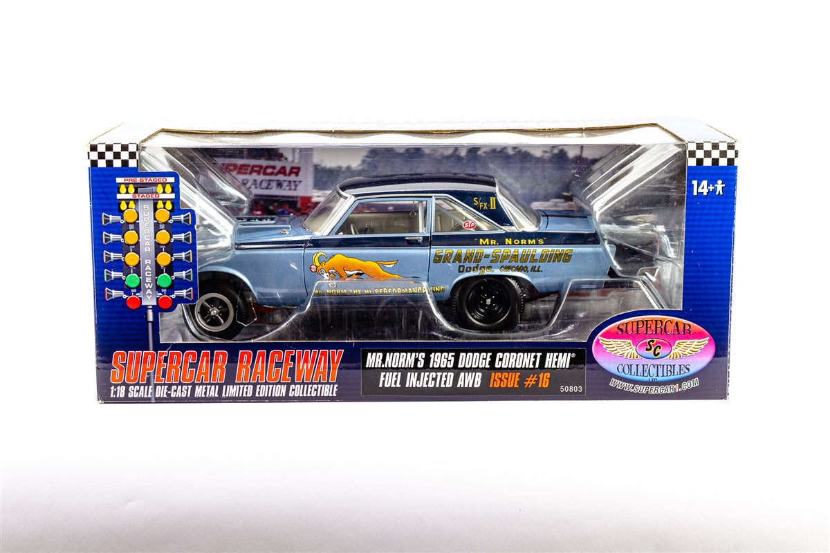 Mr. Norm's 1965 Dodge Coronet Hemi Fuel Injected AWB, Issue #16 Die-Cast Metal 1:18 Limited Edition Supercar, Angle 2