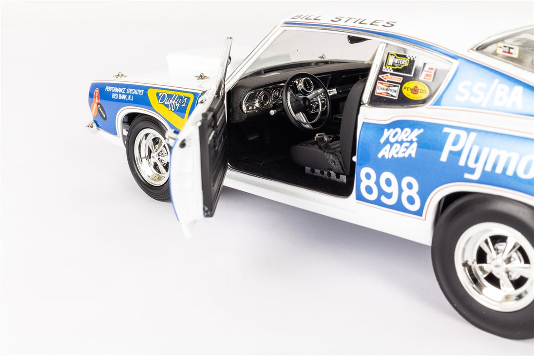 Bill Stiles 1968 Super Stock Hemi Plymouth Barracuda, Die-Cast Metal 1:18 Limited Edition Supercar Raceway Collect, Angle 10