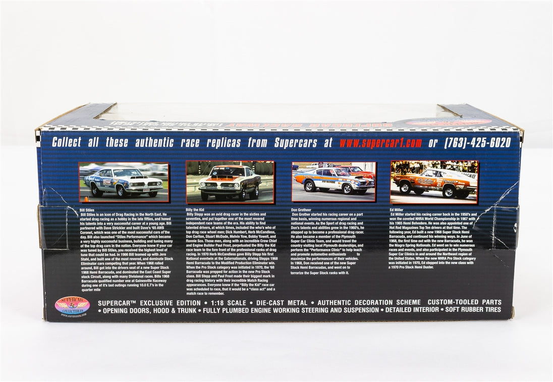 Bill Stiles 1968 Super Stock Hemi Plymouth Barracuda, Die-Cast Metal 1:18 Limited Edition Supercar Raceway Collect, Angle 19
