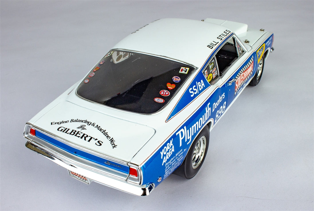 Bill Stiles 1968 Super Stock Hemi Plymouth Barracuda, Die-Cast Metal 1:18 Limited Edition Supercar Raceway Collect, Angle 7