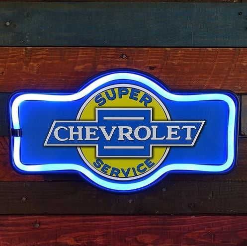 Super Chevrolet Service LED Neon Looking Sign, 17" Marquee Shape, Angle 2
