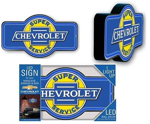 Super Chevrolet Service LED Neon Looking Sign, 17" Marquee Shape, Angle 3