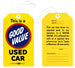 Chevrolet Yellow Good Value Used Car Mirror Hanger Dangler, Angle 2