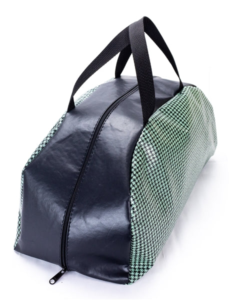 Vintage Black and Aqua Houndstooth Tote Bag, Angle 2