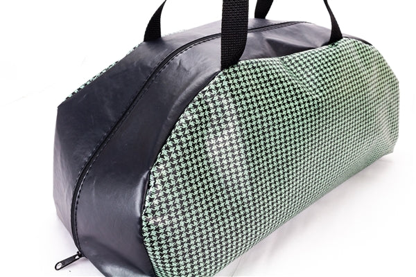 Vintage Black and Aqua Houndstooth Tote Bag, Angle 3