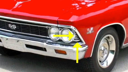 1966 Chevelle Outer Grille Extentions, Pair, Angle 2