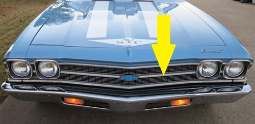 1969 Chevelle Grille, Without Center Molding Trim Holes, Angle 2