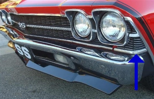 1969 Chevelle Grille Lower Outer Corner Chrome Molding, LH, Angle 2