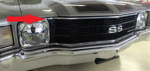 1972 Chevelle Grille Chrome Trim Molding, Upper