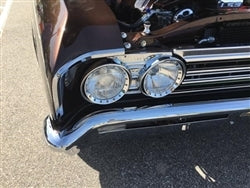 1964 - 1970 Chevelle Custom Black Billet Aluminum Headlight Rings Set, Angle 4