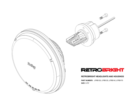 1966 - 1970 Chevelle 5.75 Holley RetroBright LED Headlight Headlamp, Classic White 3000K Bulb, Angle 5