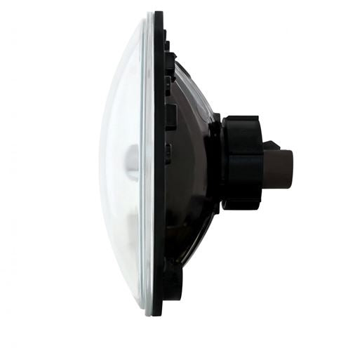 7" Crystal Headlight with White LED Halo Ring Headlamp with 9007 Halogen Bulb, Sold Individually, Angle 4
