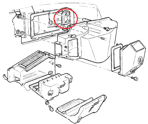 1968 - 1979 Nova Firewall Heater Core Tube Seal, with Air Conditioning, Angle 3