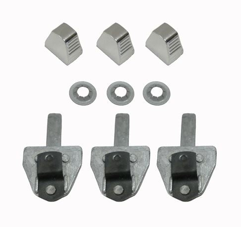 1969 - 1976 Nova Heater Control Lever Repair Kit, Set of 3 with Chrome Knobs