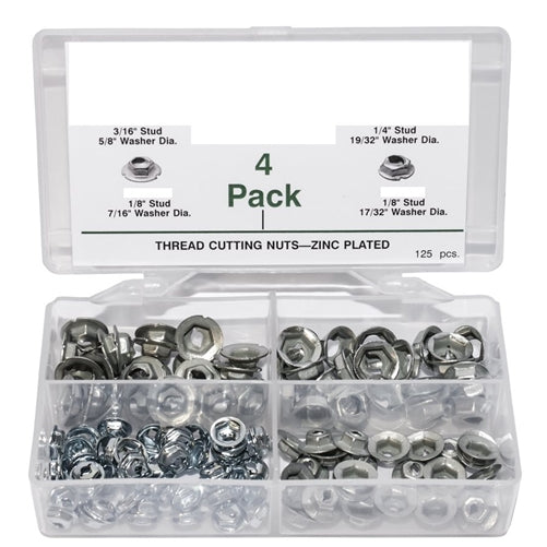 Chevelle and Nova PAL Speed Nut Emblem Fasteners Thread Cutting 125 Piece Assortment Set