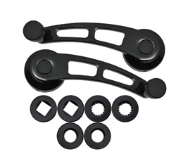 Custom Window Crank Handles, Black Billet Aluminum, Pair