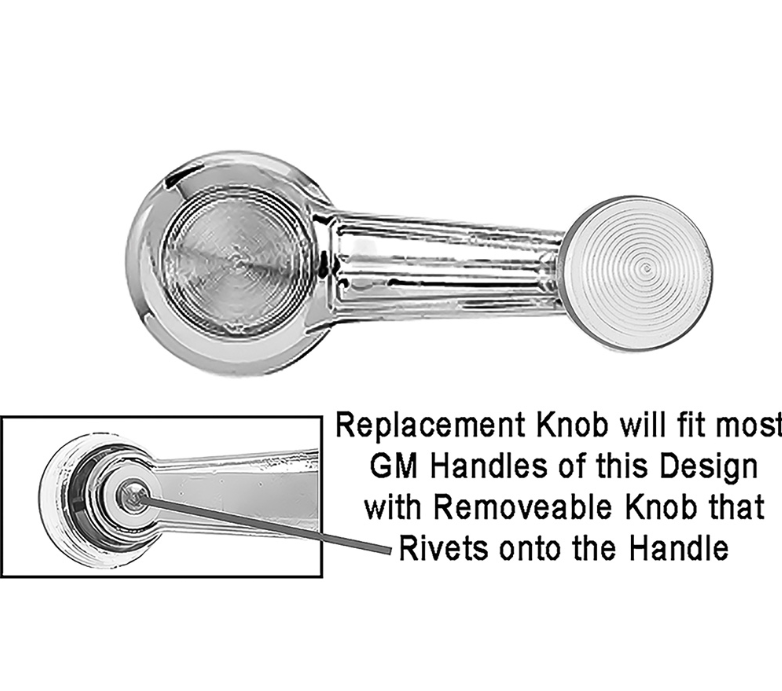 the new Chevelle and Nova Replacement OFF WHITE Window Crank Knobs, Pair, Angle 2