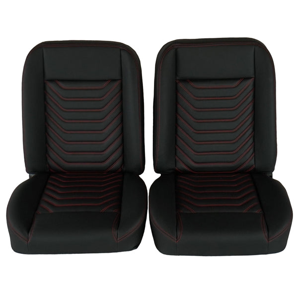 1966 - 1972 Chevelle Low Back Bucket Sport Mod I Seat Set, Vinyl, Wide, Angle 2