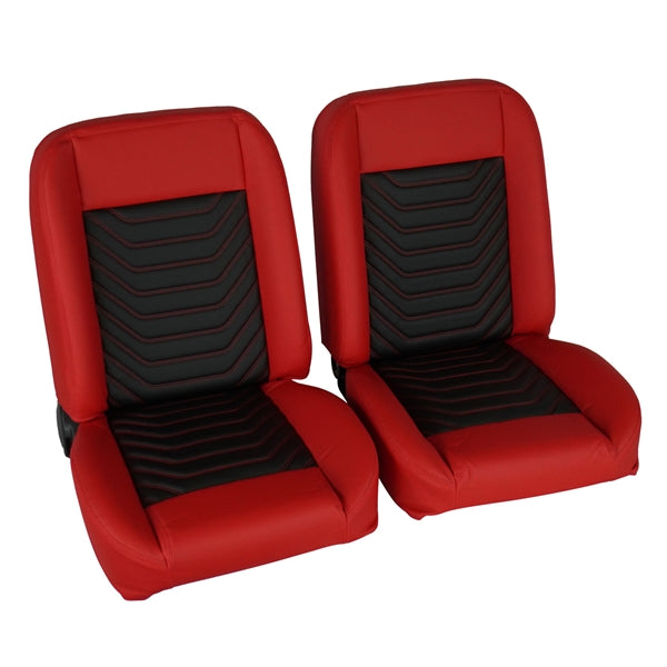 1966 - 1972 Chevelle Low Back Bucket Sport Mod I Seat Set, Vinyl, Wide, Angle 5