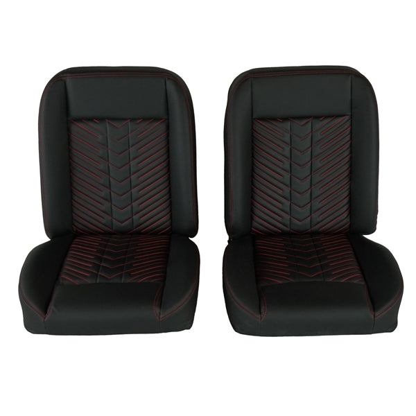 1966 - 1972 Chevelle Low Back Bucket Sport Mod II Seat Set, Vinyl, Narrow, Angle 2