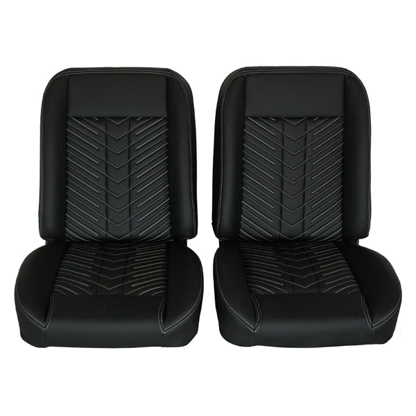 1966 - 1972 Chevelle Low Back Bucket Sport Mod II Seat Set, Vinyl, Narrow, Angle 3
