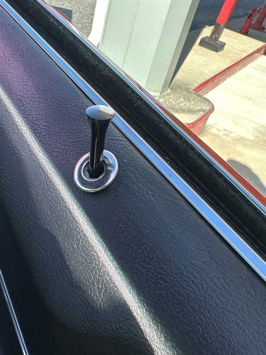 1964 - 1972 Black Door Billet Aluminum Lock Knobs, Pair, Angle 2
