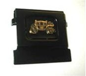 1967 Deluxe Style Stainless Seat Belt Buckle Push Button Insert, Gold Stagecoach, Each, Angle 2