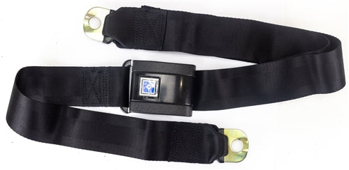 1968 - 1972 Rear Standard Seat Belt with Blue and Silver Starburst Push Button, Each, Angle 3