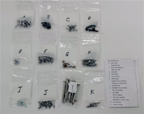 1971 - 1972 Chevelle Interior Screw Kit, 2 door hardtop