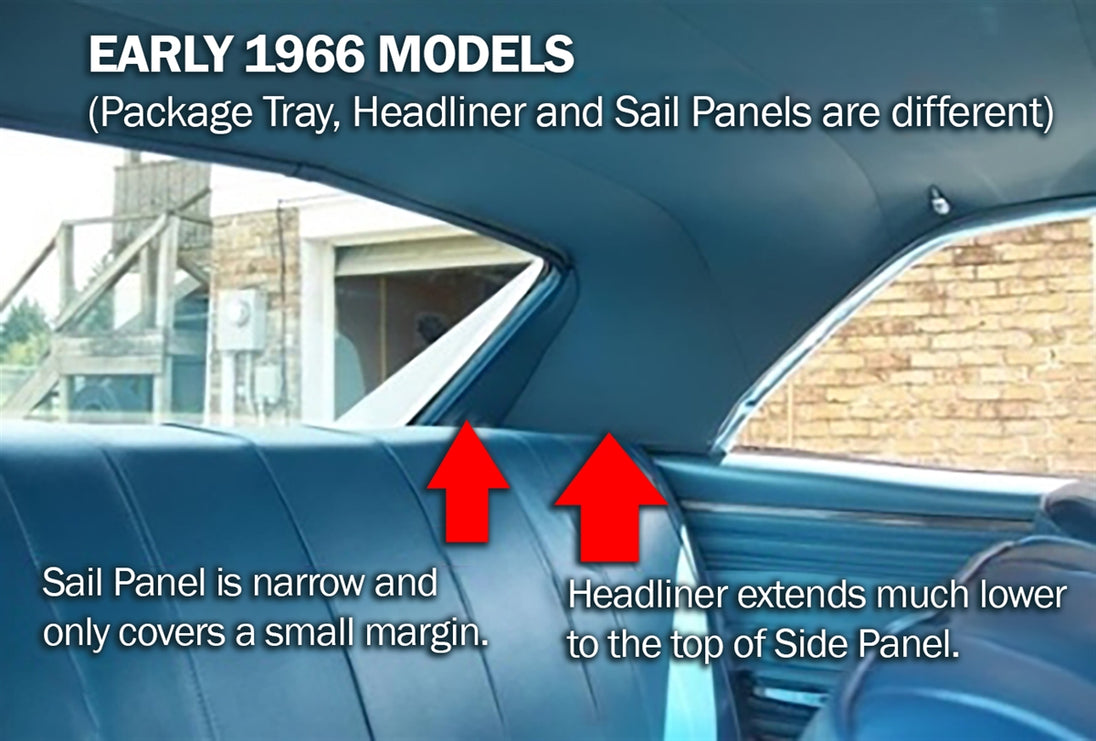 1966 (Early Production) Chevelle Headliner, Basketweave Material with Sail Panel Boards, 1st Design