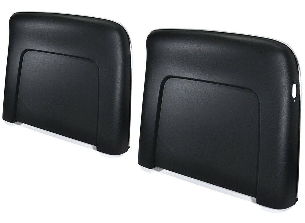 1967 Chevelle Bucket Seat Back Trim Panels with Chrome, Pair Black