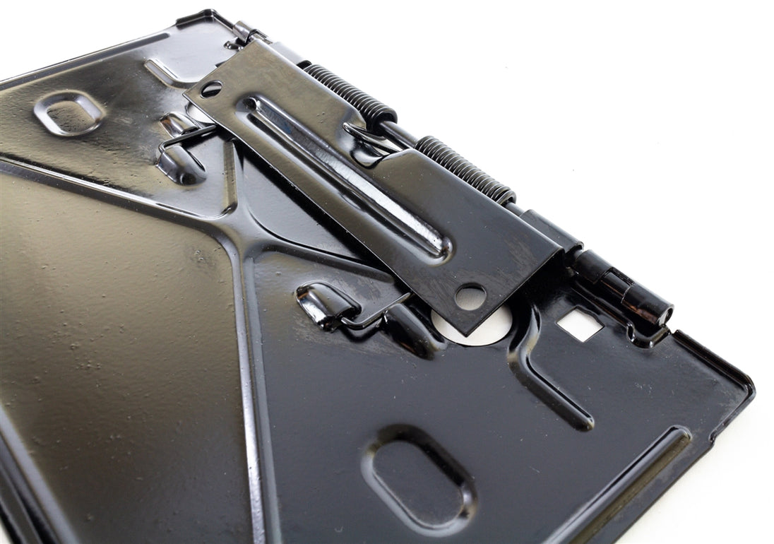 1968 - 1972 Chevelle and Nova Rear License Plate Bracket, Fuel Door, Angle 3