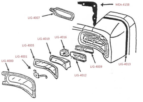 1966 Chevelle Reverse Back Up Light Lenses, Pair, Angle 2