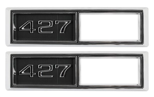 1968 Marker Light Bezel Fender Emblems, 427 Pair