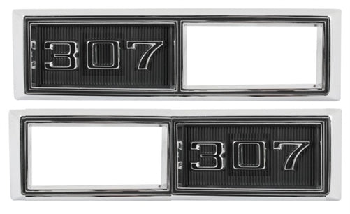 1968 Marker Light Bezel Fender Emblems, 307 Pair
